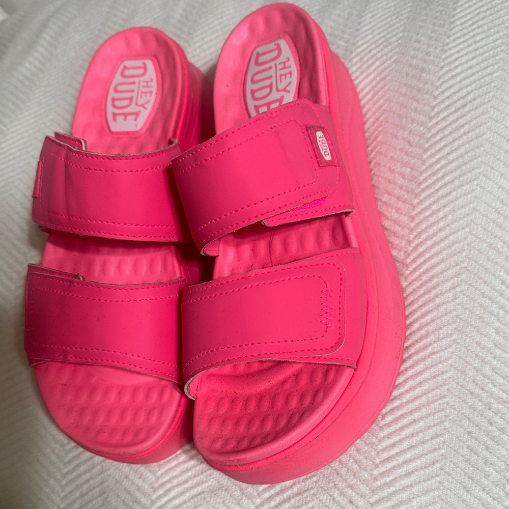 Hey Dude Kids Bright Pink Sandals